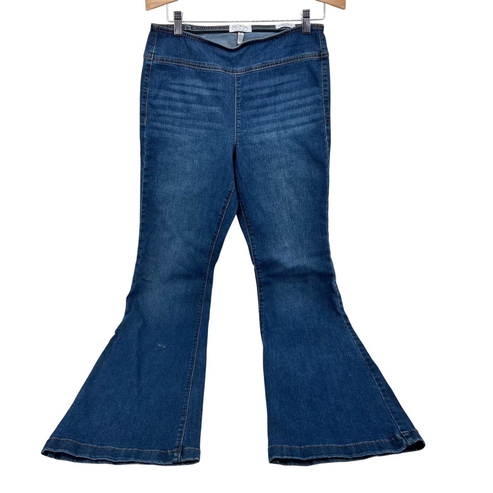 Sofia Jeans by Sofia Vergara Melisa Flare Pull On Stretch Jeans Blue Womens 10 - Picture 1 of 8